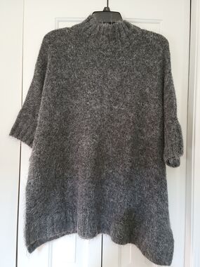 Express Heather Charcoal Fuzzy Mock Neck Sweater
